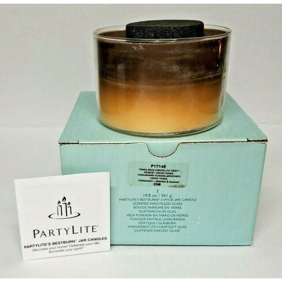 Vintage Partylite 3-Wick Jar Candle 19.8 oz NIB Tonka Bean Twist p1j/17148 - Picture 1 of 2